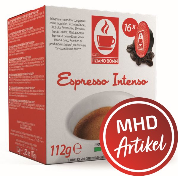 Caffè Bonini INTENSO - 16 Kompatible Kapseln Lavazza A Modo Mio ®* - MHD: 27.07.2022
