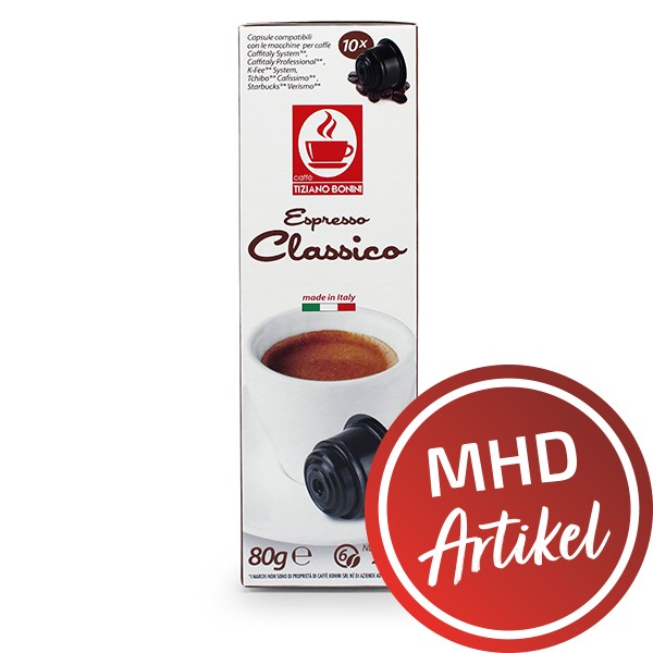 Caffè Bonini CLASSICO - 10 kompatible Kapseln Caffitaly ®* K-Fee ®* Tchibo ®* - MHD: 24.07.2022