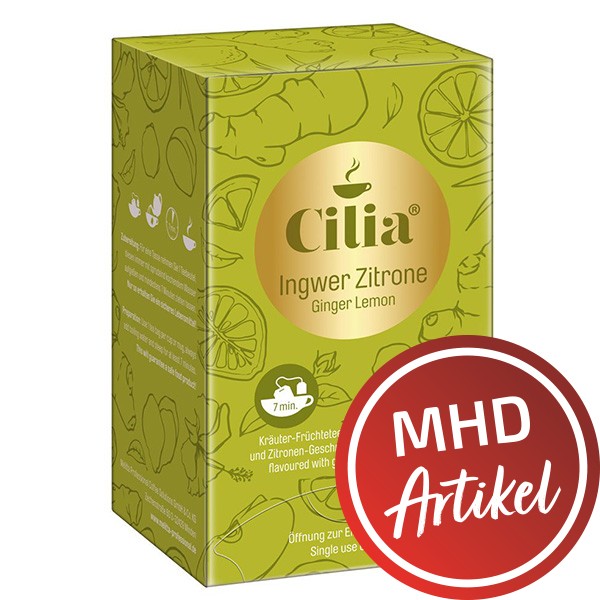 Cilia ® Tee INGWER ZITRONE - 20 Teebeutel à 1,5 g - MHD: 21.09.2022