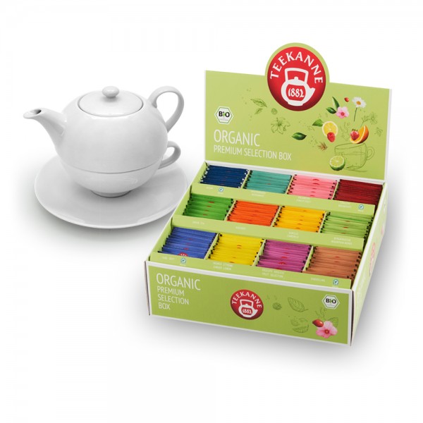 Teekanne Geschenkset: Bio Gastro Sortimentsbox + Tea for One-Set