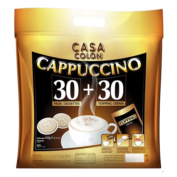 Casa Colon® Cappuccino - 30 Kaffeepads + 30 Toppings