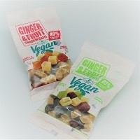 Lühders Fruchtgummi - Ginger &amp; Fruit Snackwürfel Ingwer-Ananas-Blutorange - Vegan - 80 g Beutel