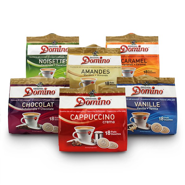 Domino® AROMA-PROBIERPAKET - 6 x 18 aromatisierte Kaffeepads