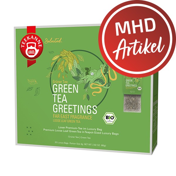 Teekanne Selected Green Tea Greetings Luxury Bag - 20 Kannenportionen à 4 g - MHD: 31.10.2022