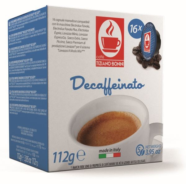 Caffè Bonini DECAFFEINATO - 16 Kompatible Kapseln Lavazza A Modo Mio ®* - MHD: 30.07.2022