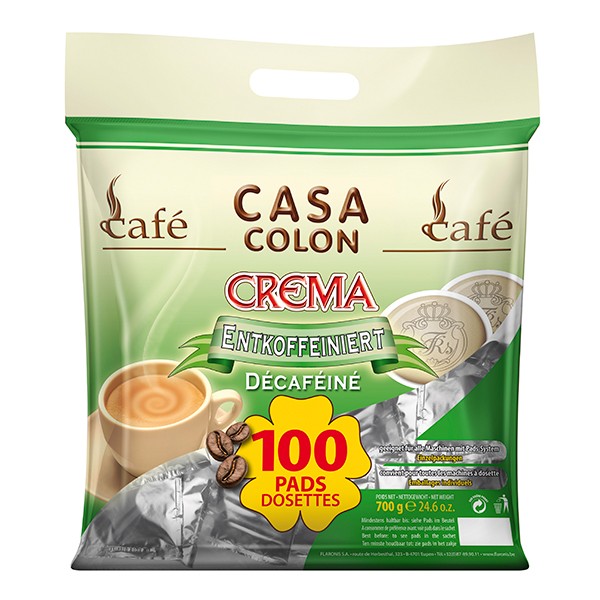 Casa Colon® Kaffeepads ENTKOFFEINIERT - 100 Pads im Megabeutel
