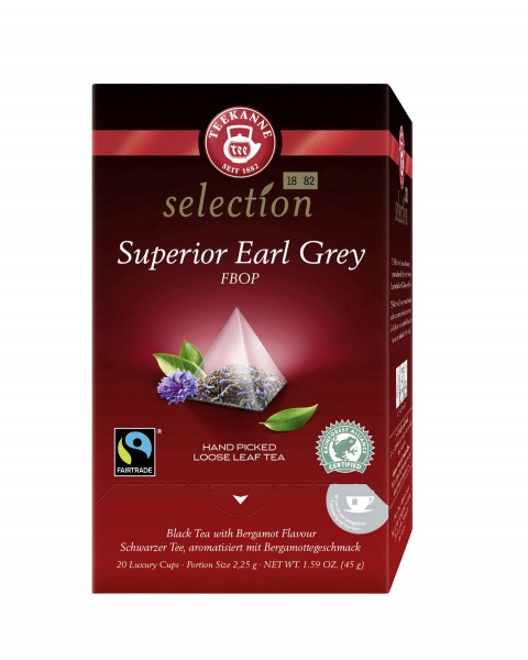 Teekanne Luxury Cup Superior Earl Grey FBOP 20 Pyramidenbeutel **