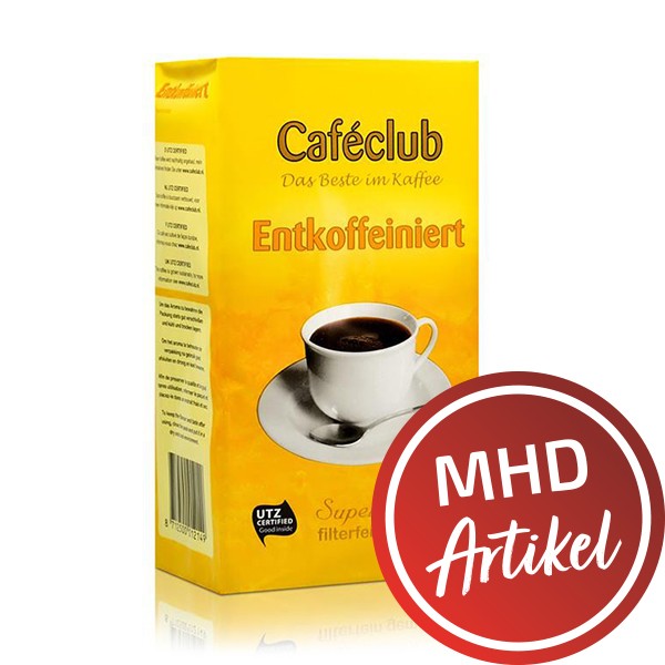 Filterkaffee Caféclub Entkoffeiniert 500 g gemahlen - MHD: 25.02.2023