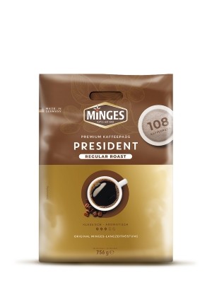 Kaffeepads Minges Regular Roast PRESIDENT Megabeutel 108 Pads - MHD: 31.05.2022