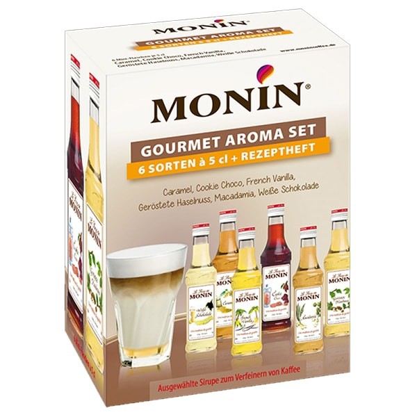 Monin Sirup Mini-Set zum Verfeinern von Kaffee et cetera - 6 x 50 ml
